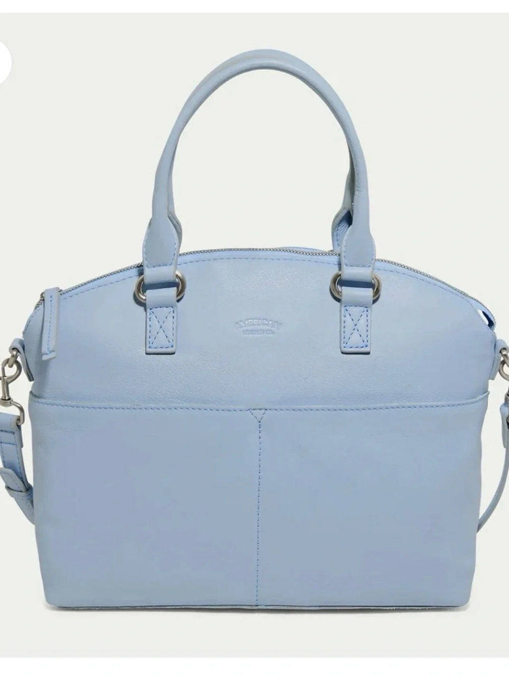 American Leather Brand Carrie Dome Satchel NWOT Light gray blue.